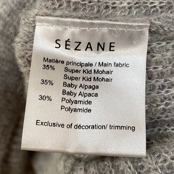EUC Sézane Barry Alpaca Mohair V-Neck Cardigan Grey Small - Picture 7 of 8